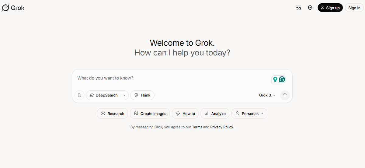 grok ai homepage